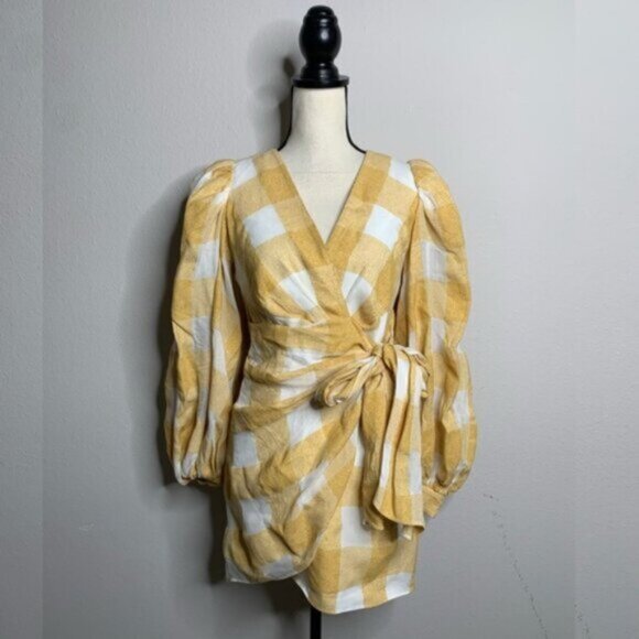 Acler Sutherland Checkered Wrap Mini Dress - Picture 5 of 16